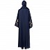 Premium Front open abaya with side embroidery work- Navy Blue
